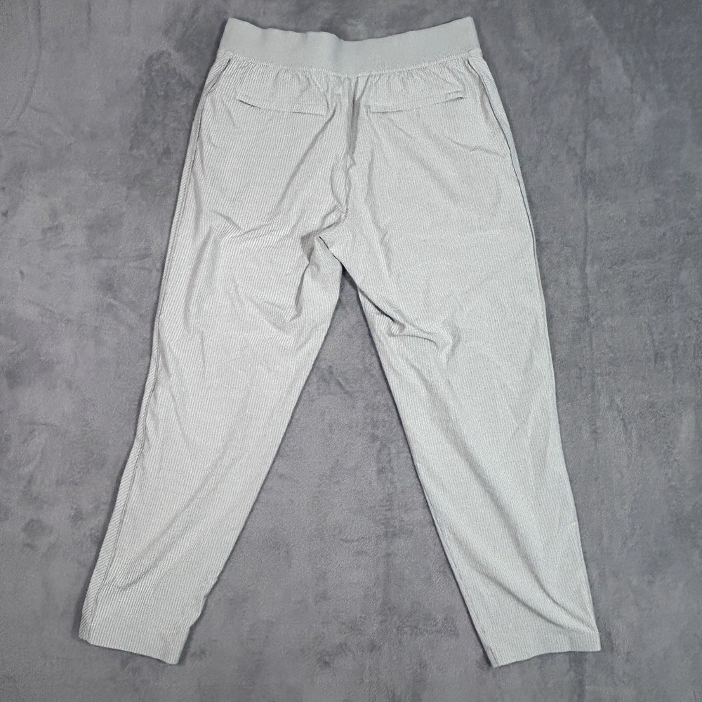 Athleta Womens 8P Striped Pull On Trousers Jogger Pants Gray White Stretch - Picture 6 of 6